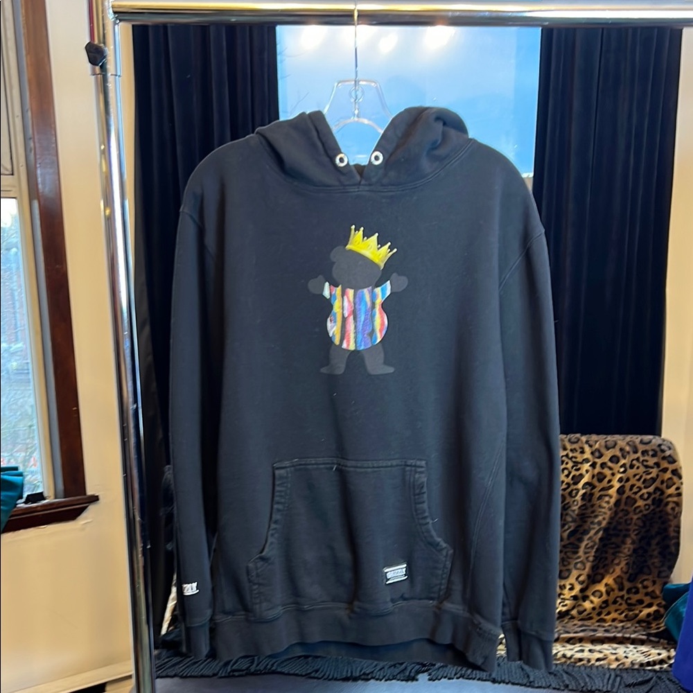 Black Hoodie with Colorful Bear Design